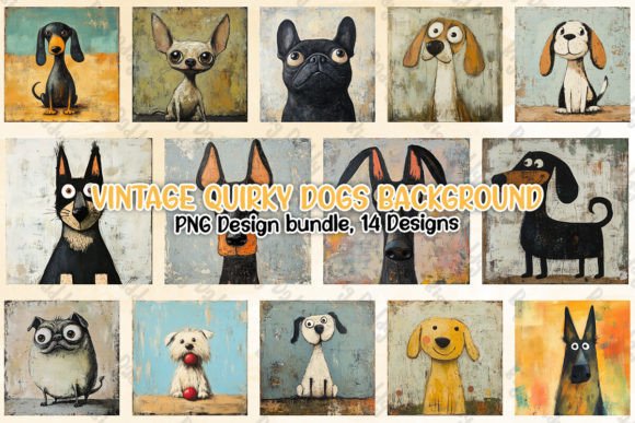 Download Vintage Quirky Dogs Background Clipart - Vintage Collection