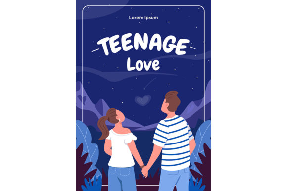 Download Teenage Love Poster Flat Vector Template - Poster Collection