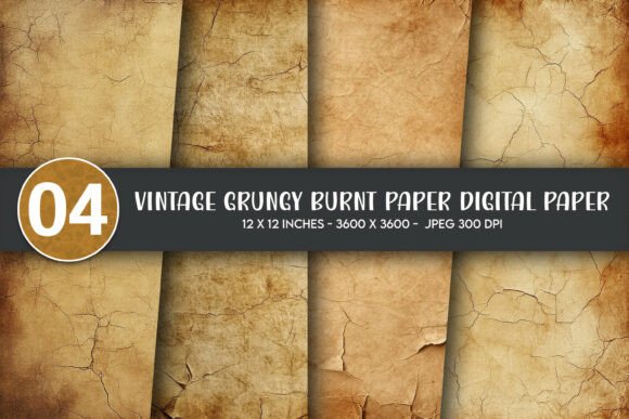 Download Vintage Grungy Burnt Paper Digital Paper - Vintage Collection