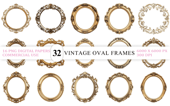 Download Elegant Vintage Oval Frames Bundle - Vintage Collection