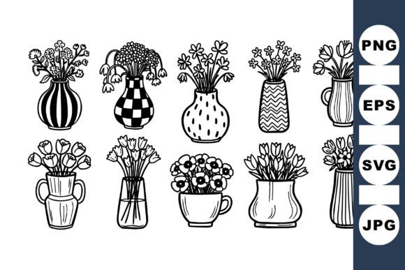Download Vintage Flower Vase Clipart Set - Vintage Collection