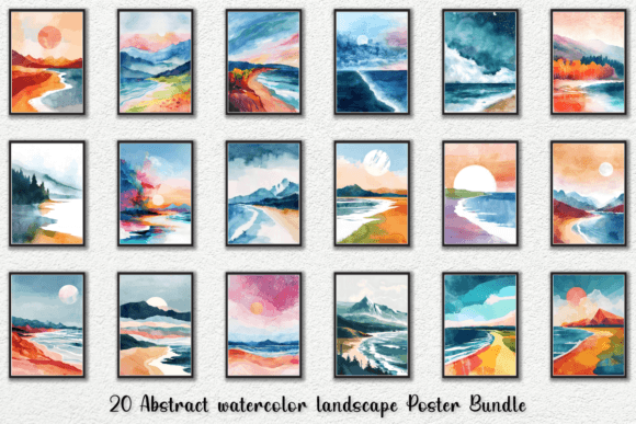 Download Abstract Watercolor Landscape Poster Set - Poster Collection